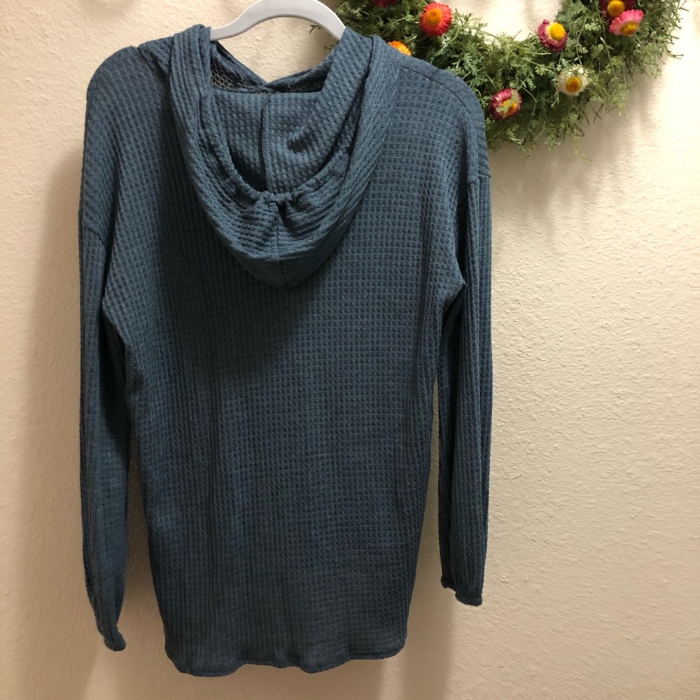 NWOT Waffle Knit Grey Hoodie - Picture 2 of 2